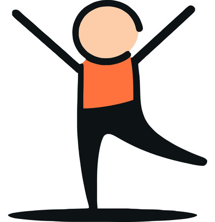 Dancing Stick Figure Celebrating Joyful Motionのイラスト素材
