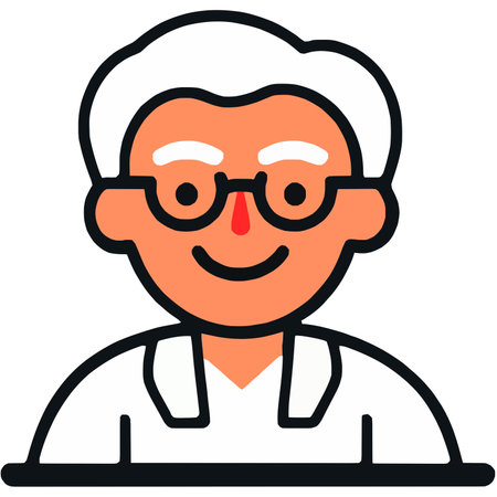 Cartoon Character with Glasses and White Hairのイラスト素材