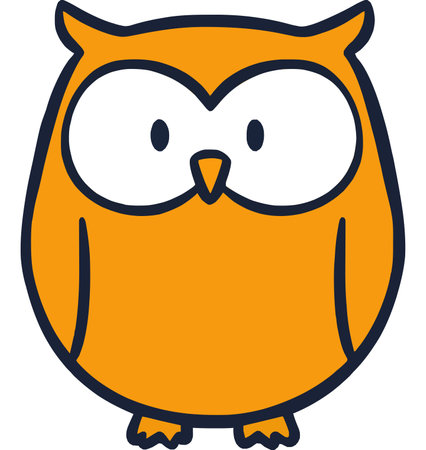 Cute Orange Owl Cartoon Character Designのイラスト素材