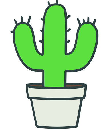 Green Cactus Plant in Decorative Pot for Home Decorのイラスト素材