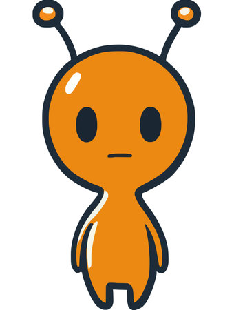 Cute Cartoon Alien Character Design in Orangeのイラスト素材
