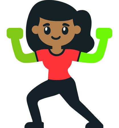 Fitness Strength and Health in Dynamic Exercise Poseのイラスト素材
