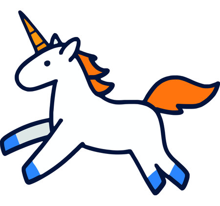 Magical Unicorn Running in Colorful Fantasy Worldのイラスト素材