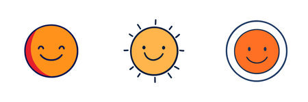 Happy Sun Smiling Faces in Cartoon Styleのイラスト素材