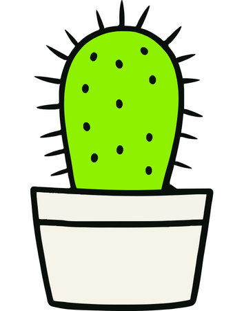 Green Cactus Plant in Simple Pot Designのイラスト素材