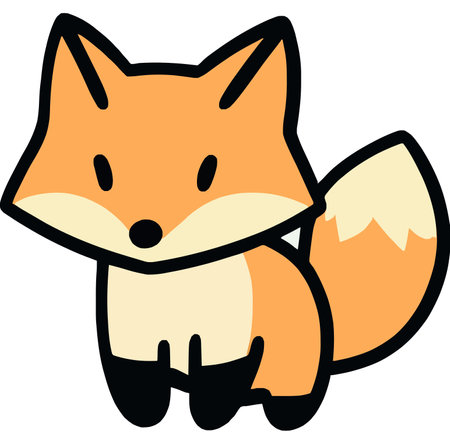 Cute Cartoon Fox Animal Design with Cheerful Expressionのイラスト素材