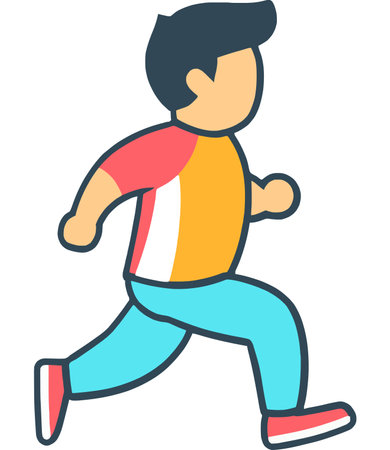 Boy Running Outdoor Fitness Activity Cheerful Designのイラスト素材