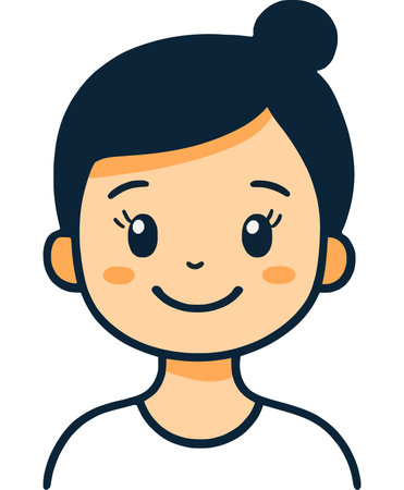 Smiling Girl Character Portrait with Bun Hairのイラスト素材