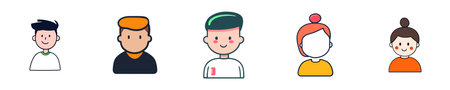 Colorful Cartoon Characters with Diverse Expressionsのイラスト素材