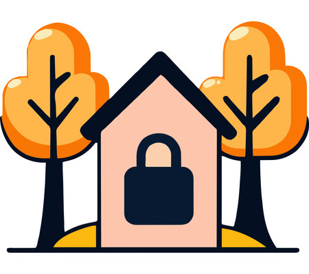 Home Security with Trees and Autumn Colorsのイラスト素材