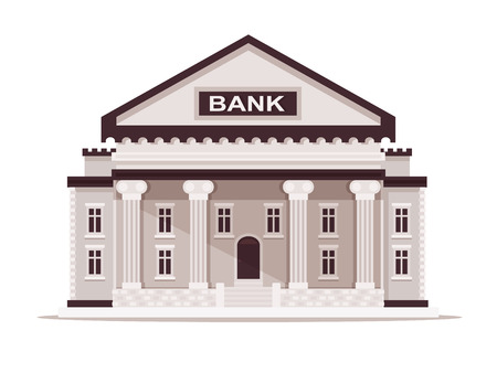 Bank Building. Flat Design Style.のイラスト素材