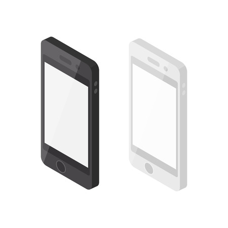 Isometric Smartphones, Black and White.のイラスト素材