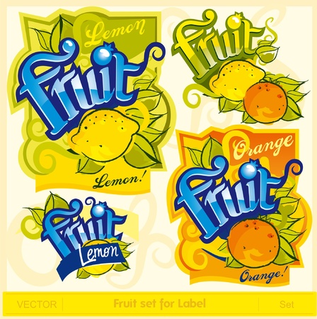 Fruit set for labelのイラスト素材