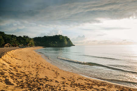 beautiful Bright sunset over the ocean in the Philippinesの写真素材