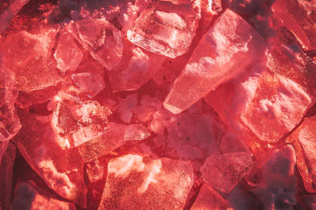 texture pieces of red ice on the riverの写真素材