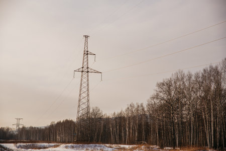 The power supply facilities of contour in the evening