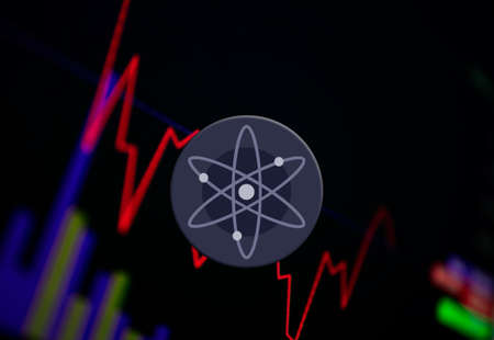 Cosmos ATOM Cryptocurrency. coin growth chart on the exchange, chartの写真素材