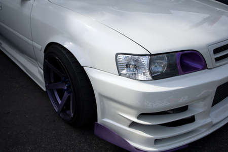 Exhibition of Japanese sports cars on the street