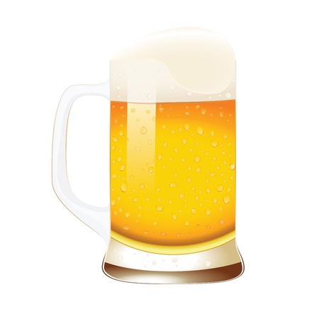 Beer mug with foam isolated on whiteのイラスト素材