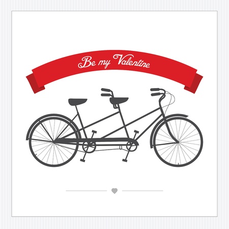 Valentine s Day postcard with vintage tandem bicycleのイラスト素材