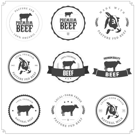 Set of premium beef labels, badges and design elementsのイラスト素材