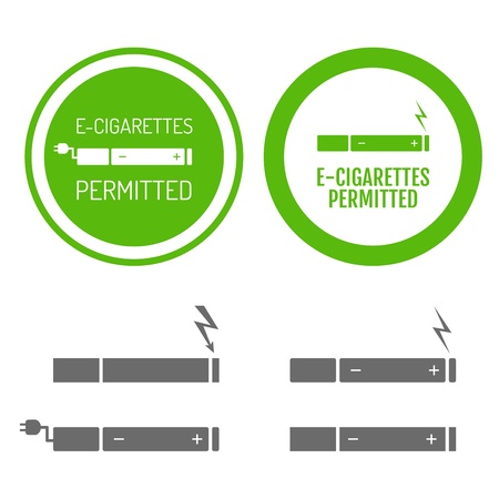 Electronic cigarettes permitted sign with set of iconsのイラスト素材
