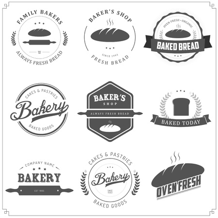 Set of vintage bakery labels and design elementsのイラスト素材