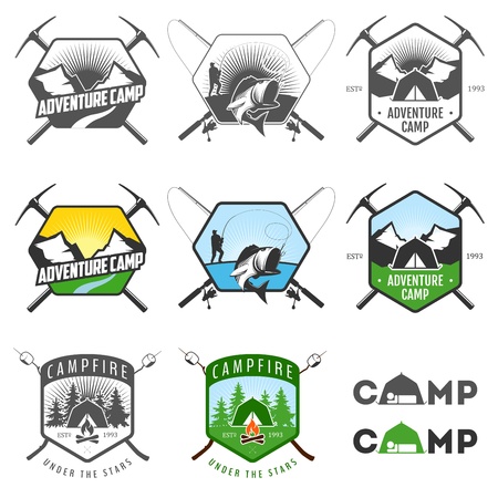 Set of vintage camping labels and badgesのイラスト素材