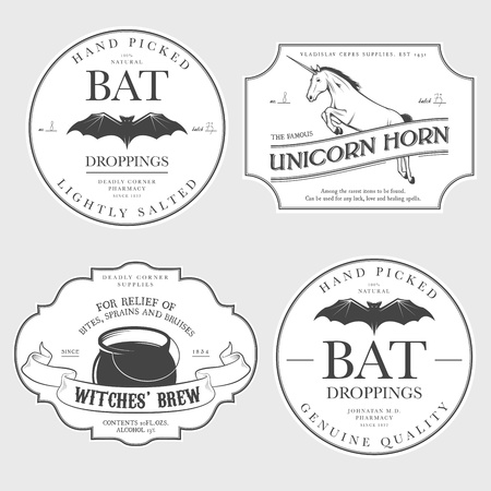 Funny vintage Halloween potion labelsのイラスト素材