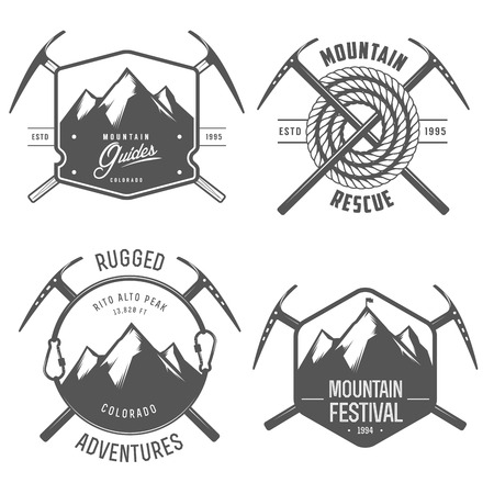 Set of vintage mountain explorer labels and badgesのイラスト素材