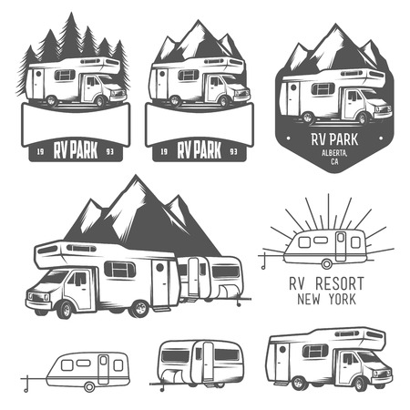 RV and caravan park badges and design elementsのイラスト素材