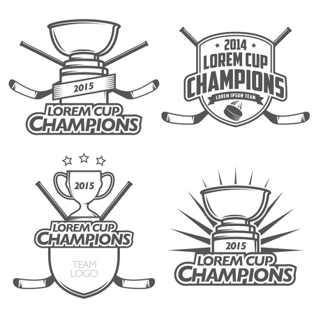 Ice hockey cup champions labels, badges and design elementsのイラスト素材