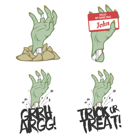 Funny Halloween zombie hand design elementsのイラスト素材
