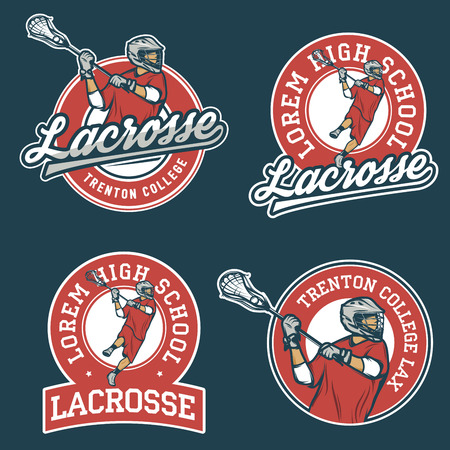 Set of lacrosse team emblemsのイラスト素材