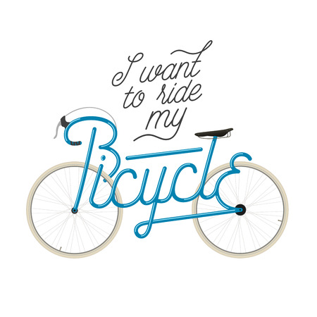 Abstract bicycle illustration with quote frame forms the word Bicycleのイラスト素材