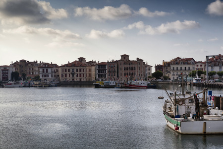 Saint Jean de Luz harbor at sunset in Basque Country, Franceの写真素材