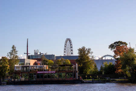 Photos of the landscape with swirling attractions in the evening dayの写真素材