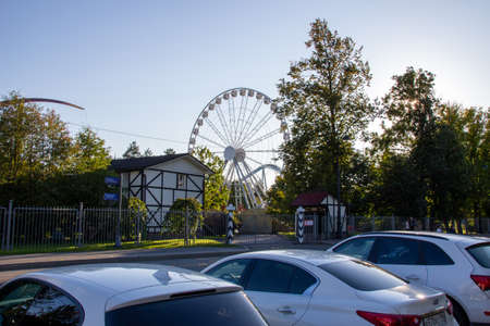 Russia, St. Petersburg-September 21, 2020: Photos of the landscape with swirling attractions in the evening dayのeditorial素材