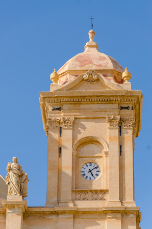 Cathedral of St Nicholas, Noto, Sicily, the clockの写真素材