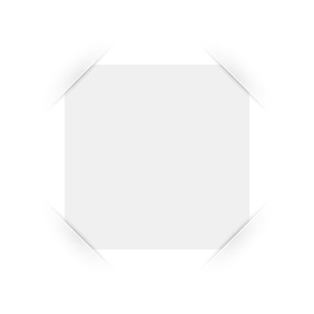 White Blank Square Photo Frame Inserted into White Cut Paper. Photo Frame Mockup. Vector Illustration.のイラスト素材
