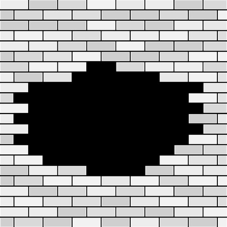 A Vector Brick Wall with Hole and Sample Text - White.のイラスト素材