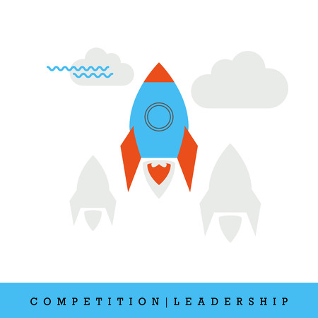 Competition, Startup, Leadership Flat Style and Thin Line Icon, Modern Art Vector Illustrationのイラスト素材