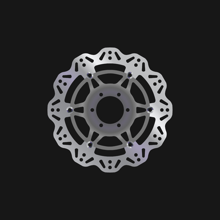 MTB Bike, Bicycle Disc Brake Rotor. Realistic Vector Illustration. Bike Spare Parts Series.のイラスト素材