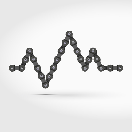 Bike or Bicycle Chain Cardiogram. Detailed Vector Illustration.のイラスト素材