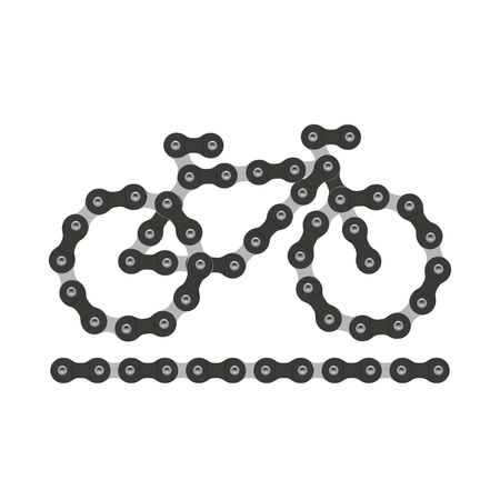 Vector Bike or Bicycle Icon Made of Bike or Bicycle Chain Isolated on White Background. Hi-Detailed Bike Chain. Realistic Illustration for Graphic Design, Web Banner, Social Media, UI, Mobile App.のイラスト素材