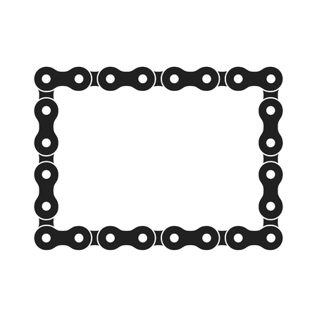 Rectangular Vector Frame Made of Bike or Bicycle Chain. Monochrome Black Bike Chain. Blank Bike Chain Square Frame.のイラスト素材