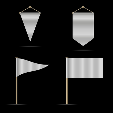 Blank White Flags and Pennants of Different Shapes. Vector Design Elements Set for Web Design, Banners, Presentations or Business Cards, Flyers, Brochures and Posters.のイラスト素材