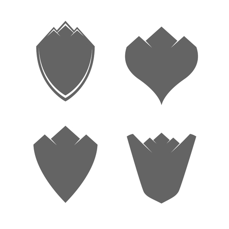 Vintage Blank Shields with Mountains. Vector Design Elements Set for Web Design, Banners, Presentations or Business Cards, Flyers, Brochures and Posters.のイラスト素材