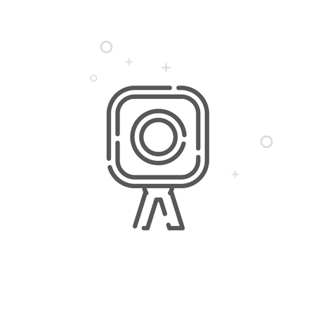 Photo Camera, Photographer Vector Line Icon. Wedding Photography Symbol, Pictogram, Sign. Light Abstract Geometric Background. Editable Stroke. Adjust Line Weight. Design with Pixel Perfection.の写真素材