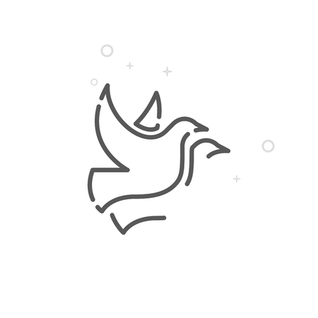 Doves or Pigeons Vector Line Icon. Releasing Doves at Wedding Symbol, Pictogram, Sign. Light Abstract Geometric Background. Editable Stroke. Adjust Line Weight. Design with Pixel Perfection.のイラスト素材